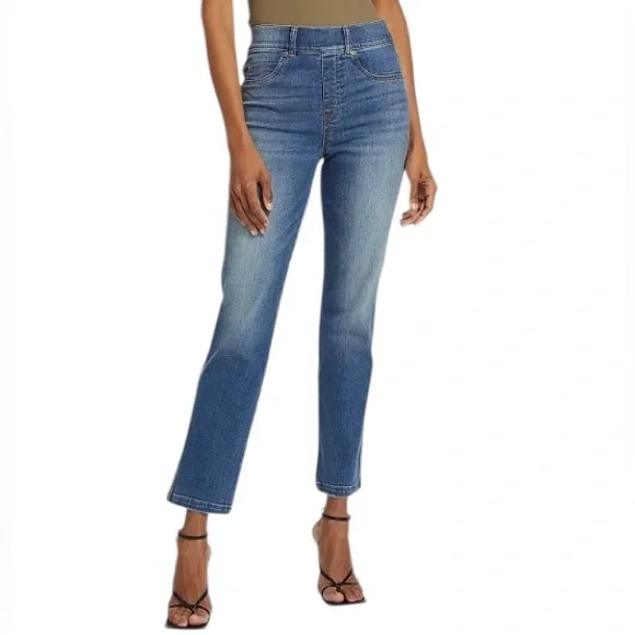 SPANX Pull-On Jeans Straight Leg Blue Small - Picture 12 of 12